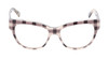 Front View of Kate Spade AISHA Designer Reading Eye Glasses in Tan Purple Plaid Amber Brown Tortoise Havana Ladies Cat Eye Full Rim Acetate 54 mm