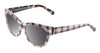Profile View of Kate Spade AISHA Designer Polarized Sunglasses with Custom Cut Smoke Grey Lenses in Tan Purple Plaid Amber Brown Tortoise Havana Ladies Cat Eye Full Rim Acetate 54 mm