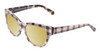 Profile View of Kate Spade AISHA Designer Polarized Reading Sunglasses with Custom Cut Powered Sun Flower Yellow Lenses in Tan Purple Plaid Amber Brown Tortoise Havana Ladies Cat Eye Full Rim Acetate 54 mm