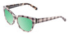 Profile View of Kate Spade AISHA Designer Polarized Reading Sunglasses with Custom Cut Powered Green Mirror Lenses in Tan Purple Plaid Amber Brown Tortoise Havana Ladies Cat Eye Full Rim Acetate 54 mm