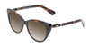 Profile View of Kate Spade SHERYLYN Designer Polarized Sunglasses with Custom Cut Amber Brown Lenses in Gloss Black Amber Brown Tortoise Havana Ladies Cat Eye Full Rim Acetate 54 mm