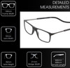 Frame Dimensions View of Calabria SP02 Snap Magnetic Reading Glasses Black Front Connect Adjustable Temples Eyeglass Around Neck Hanging Readers