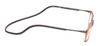 Side View of Calabria SP02 Snap Magnetic Reading Glasses Blue Light Crystal Brown Adjustable Temples Around the Neck Hanging Readers
