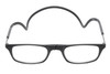 Front View of Calabria SP03 Snap Magnetic Reading Glasses Black Front Connect Adjustable Temples Eyeglass Around Neck Hanging Readers