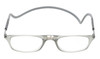 Front View of Calabria SP03 Snap Magnetic Reading Glasses Blue Light Crystal Grey Adjustable Temples Around the Neck Hanging Readers