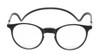 Front View of Calabria SP04 Snap Magnetic Reading Glasses Black Front Connect Adjustable Temples Eyeglass Around Neck Hanging Readers