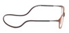 Side View of Calabria SP04 Snap Magnetic Reading Glasses Crystal Brown Adjustable Temples Eyeglass Around the Neck Hanging Readers