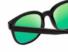 Close Up View of BCBG BAR104BL Unisex Panthos Polarized Sunglasses in Black Silver 52mm with Green Mirror Lenses