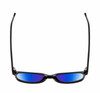 Top View of BCBG BAR104BL Designer Polarized Sunglasses with Custom Cut Blue Mirror Lenses in Gloss Black Silver Unisex Panthos Full Rim Acetate 52 mm
