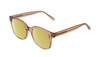 Profile View of BCBG BAR104BL Unisex Pantho Polarized Sunglasses in Brown Crystal 52mm with Gold Mirror Lenses