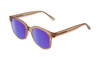 Profile View of BCBG BAR104BL Unisex Pantho Polarized Sunglasses in Brown Crystal 52mm with Purple Mirror Lenses