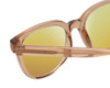 Close Up View of BCBG BAR104BL Unisex Pantho Polarized Sunglasses in Brown Crystal 52mm with Gold Mirror Lenses