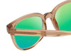 Close Up View of BCBG BAR104BL Unisex Pantho Polarized Sunglasses in Brown Crystal 52mm with Green Mirror Lenses