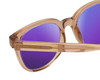 Close Up View of BCBG BAR104BL Unisex Pantho Polarized Sunglasses in Brown Crystal 52mm with Purple Mirror Lenses
