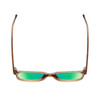 Top View of BCBG BAR104BL Designer Polarized Reading Sunglasses with Custom Cut Powered Green Mirror Lenses in Nude Brown Crystal  Unisex Panthos Full Rim Acetate 52 mm
