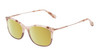 Profile View of BCBG BAR105 Unisex Cat Eye Polarized Sunglasses in Red Rose Gold 52 mm with Gold Mirror Lenses
