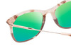 Close Up View of BCBG BAR105 Unisex Cat Eye Polarized Sunglasses in Red Rose Gold 52 mm with Green Mirror Lenses