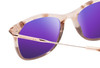 Close Up View of BCBG BAR105 Unisex Cat Eye Polarized Sunglasses in Red Rose Gold 52 mm with Purple Mirror Lenses