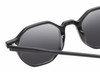 Close Up View of Reptile Softshell Designer Polarized Sunglasses with Custom Cut Smoke Grey Lenses in Gloss Black Unisex Octagonal Full Rim Acetate 45 mm