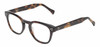 Profile View of Reptile Chelidae Designer Blue Light Blocking Eyeglasses in Amber Brown Tortoise Havana Crystal Unisex Panthos Full Rim Acetate 49 mm