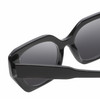 Close Up View of Reptile Cryptodira Designer Polarized Sunglasses with Custom Cut Smoke Grey Lenses in Gloss Black Ladies Butterfly Full Rim Acetate 55 mm