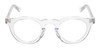 Front View of Reptile Malayemys Designer Reading Eye Glasses with Custom Cut Powered Lenses in Clear Crystal Ladies Panthos Full Rim Acetate 44 mm