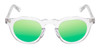 Front View of Reptile Malayemys Women's Designer Polarized Sunglasses Clear Crystal 44mm 4 Opt with Custom Cut Green Mirror Lenses