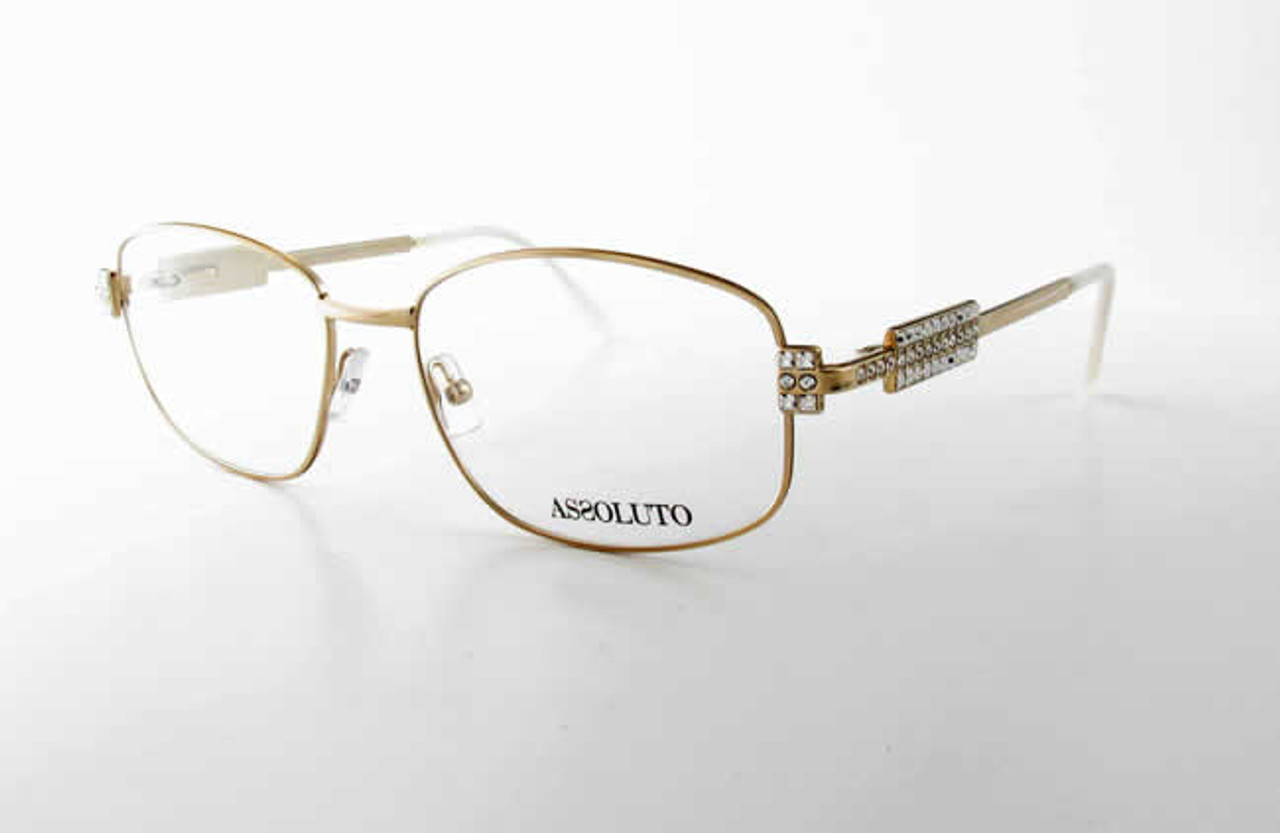 Assoluto Designer Eyeglasses Eu57 In Gold White Progressive Speert International