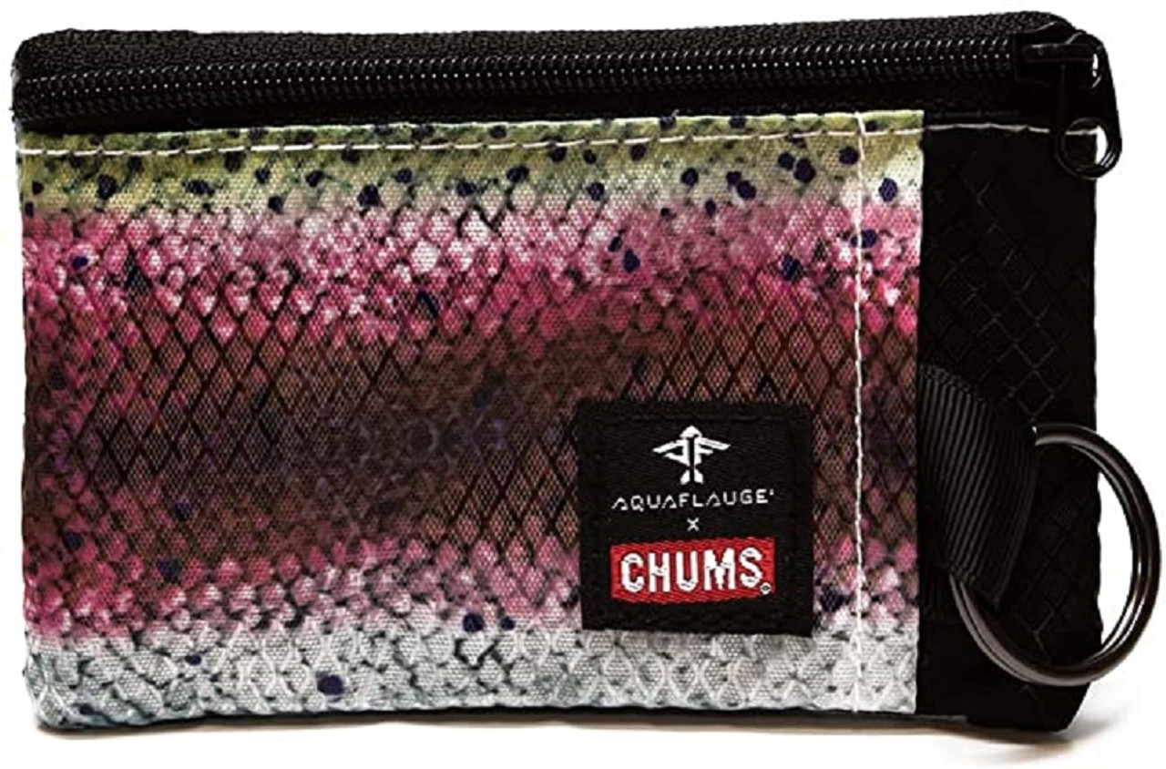 Chums Compact Surfshorts Wallet w/ Key Ring,2 Zipper Pockets,ID