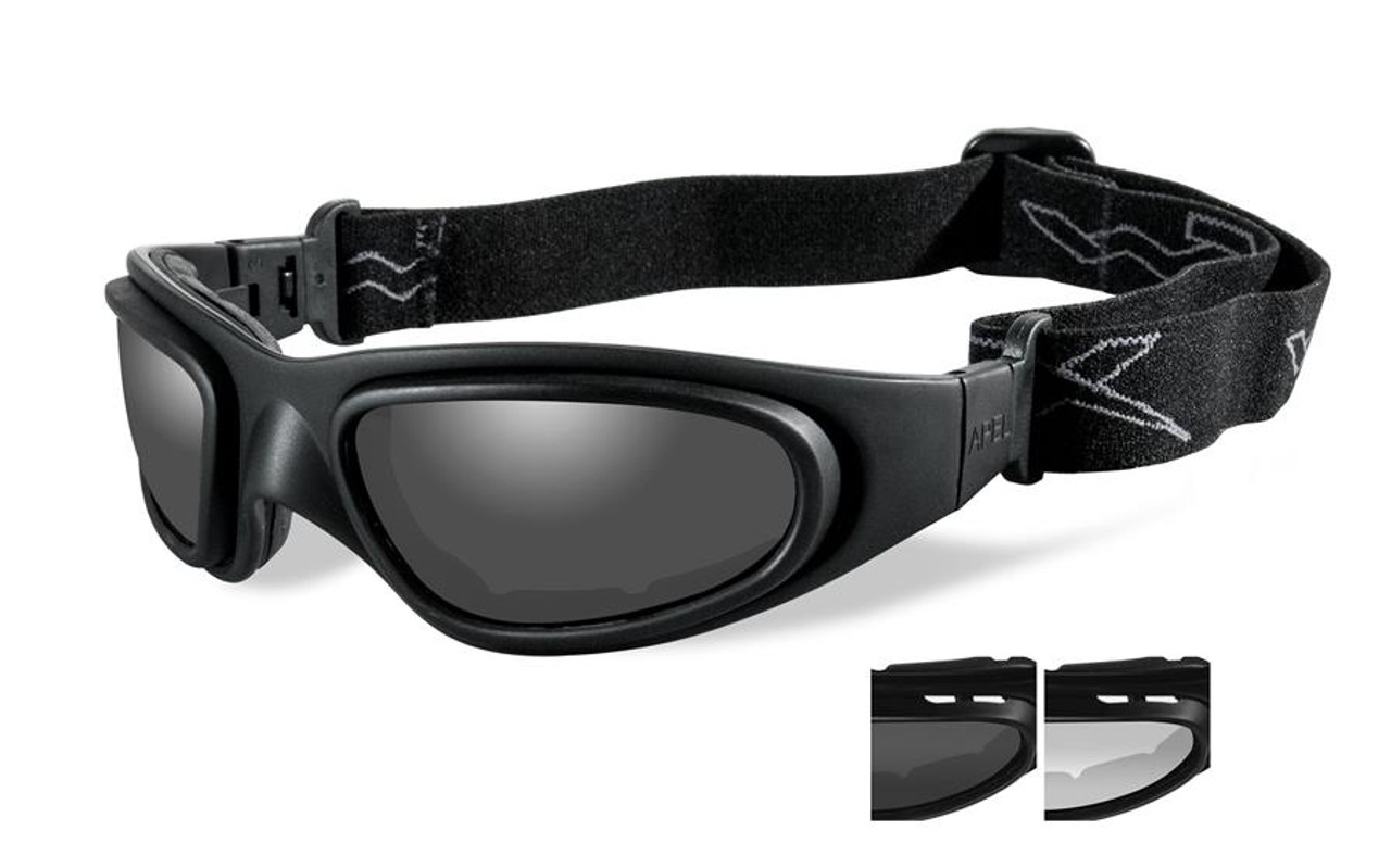 Wiley X Nerve Goggles Smoke Grey Clear Lens Matte Black Frame 