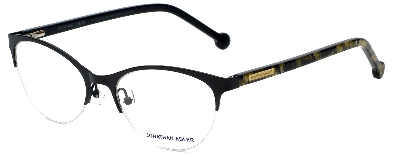 Jonathan Adler Designer EyeGlasses JA503-Black-53 mm Black Gold Tortoise  Marble - Speert International