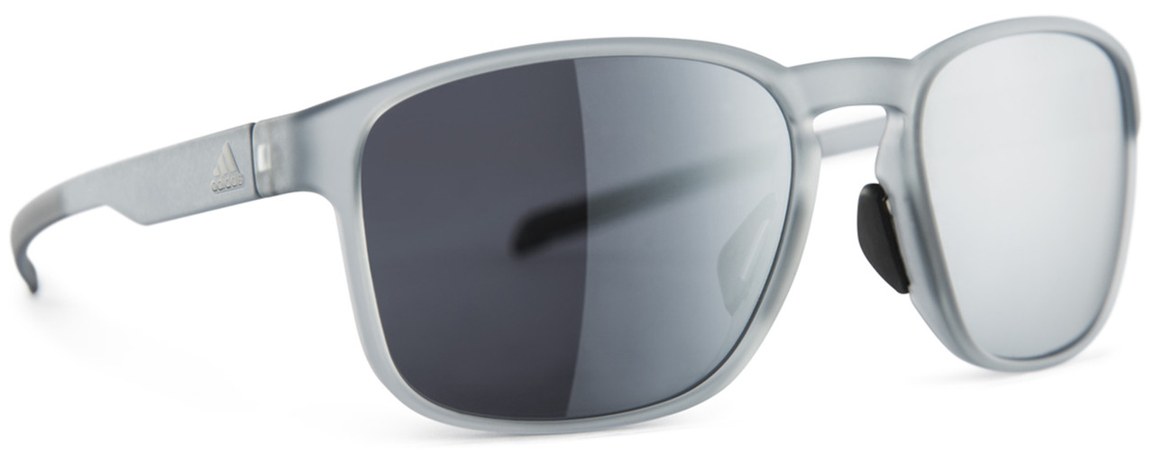 Adidas Designer Sunglasses Protean in Crystal Grey & Chrome Mirror Lens - Speert