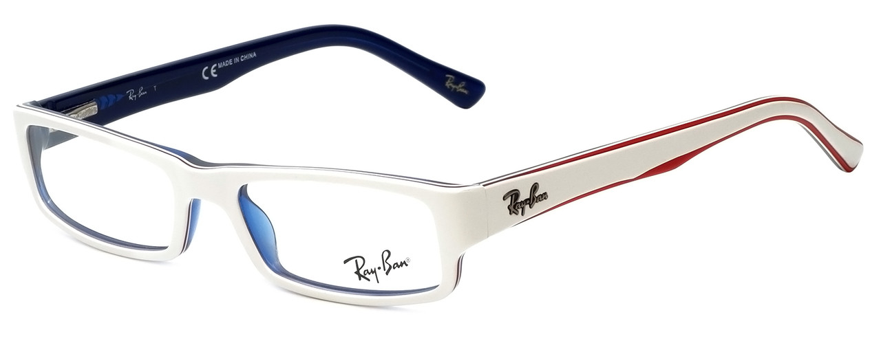 blue and white ray bans