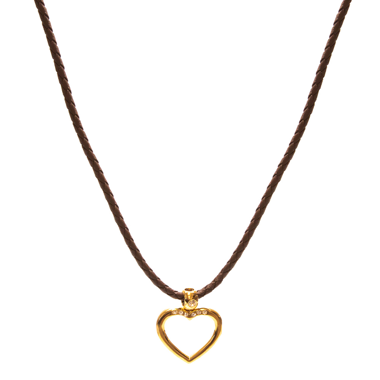 Calabria Eyeglass Necklace in Brown with Gold Heart Diamond Loop 29\