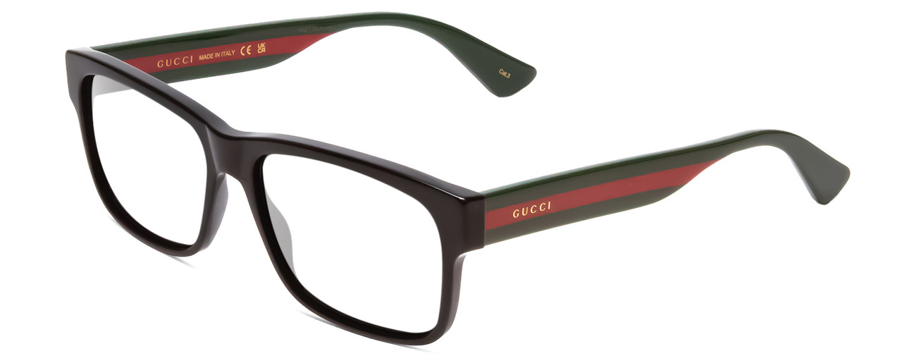 GUCCI GG0340S Designer Reading Glasses Gloss Black Red Stripe Green Gold  Retro 58mm - Speert International