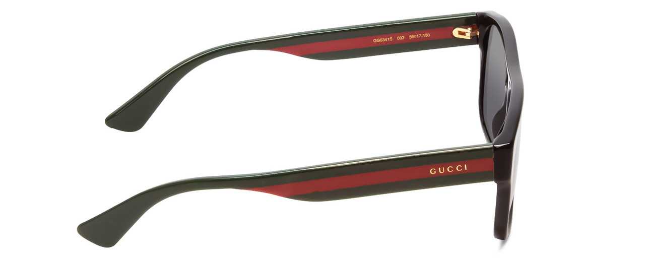 GUCCI GG0341S Retro Sunglasses Red Stripe Green/Polarized Grey 56mm - Speert International