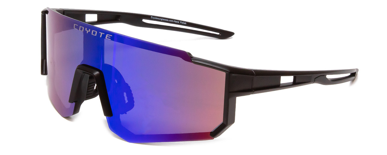 Coyote Cobra Sport Grey/Purple - Mirror in 135mm Polarized International Black Sunglasses Speert Shield