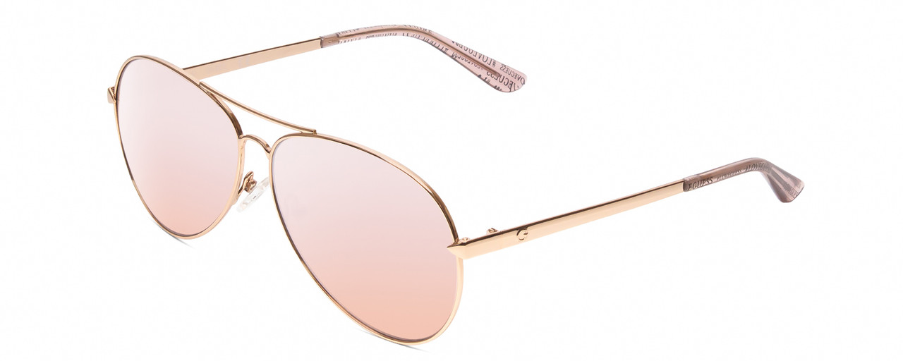 Sunglasses Pink Guess Gold/Blush - Mirror Speert Aviator International Designer GU7615 56mm Womens Rose