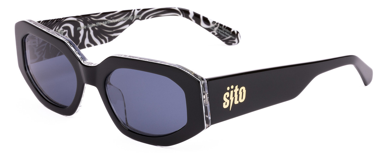 SITO SHADE JUICY Polarized Sunglasses in Black White Zebra Safari/Iron Gray  53mm