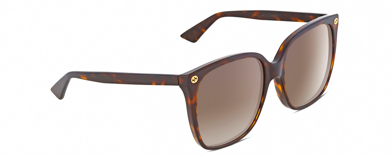 Stor lys s pustes op Gucci GG0022S Womens Cat Eye Sunglasses Brown Tortoise Havana/Grey Gradient  57mm - Speert International