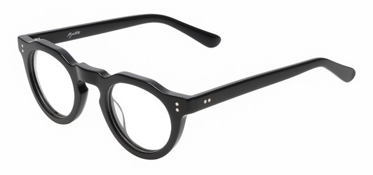 Profile View of Reptile Malayemys Designer Blue Light Blocking Eyeglasses in Gloss Black Ladies Panthos Full Rim Acetate 44 mm