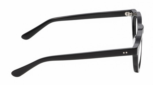 Side View of Reptile Malayemys Designer Blue Light Blocking Eyeglasses in Gloss Black Ladies Panthos Full Rim Acetate 44 mm