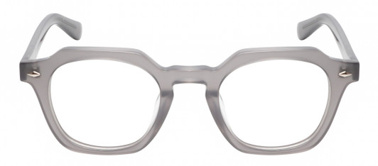 Front View of Reptile Liaochelys Designer Single Vision Prescription Rx Eyeglasses in Smoke Grey Crystal Silver Unisex Panthos Full Rim Acetate 48 mm