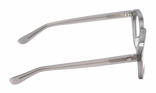 Side View of Reptile Liaochelys Designer Progressive Lens Blue Light Blocking Eyeglasses in Smoke Grey Crystal Silver Unisex Panthos Full Rim Acetate 48 mm