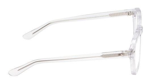 Side View of Reptile Liaochelys Designer Progressive Lens Blue Light Blocking Eyeglasses in Clear Crystal Silver Unisex Panthos Full Rim Acetate 48 mm