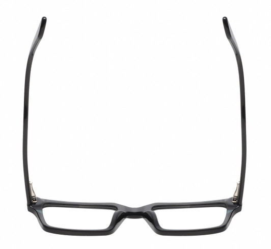 Top View of Reptile Leatherback Designer Single Vision Prescription Rx Eyeglasses in Gloss Black Crystal Blue Unisex Rectangular Full Rim Acetate 52 mm