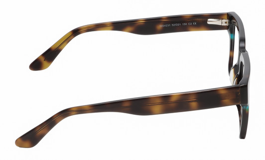 Side View of Reptile Leatherback Designer Bi-Focal Prescription Rx Eyeglasses in Brown Tortoise Havana Blue Crystal Unisex Rectangular Full Rim Acetate 52 mm