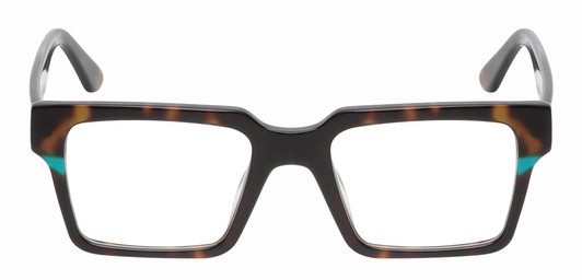 Front View of Reptile Leatherback Unisex Reading Glasses in Tortoise Havana Blue Crystal 52 mm