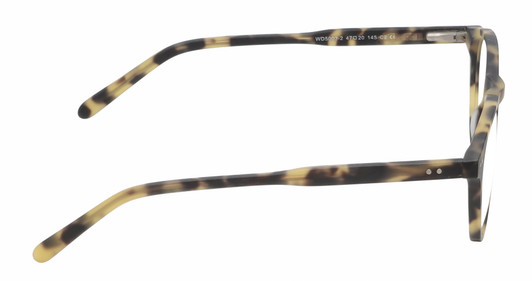 Side View of Reptile Mata Designer Blue Light Blocking Eyeglasses in Matte Tokyo Tortoise Havana Brown Yellow Unisex Panthos Full Rim Acetate 47 mm