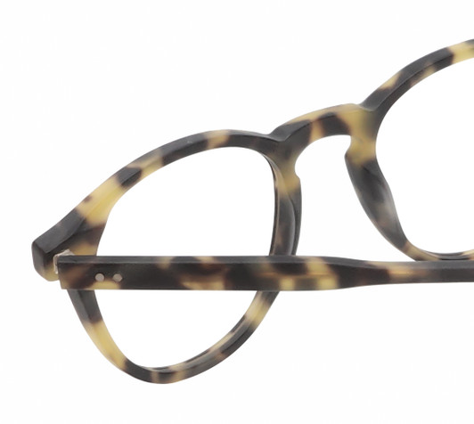 Close Up View of Reptile Mata Unisex Panthos Reading Glasses in Tokyo Tortoise Havana Yellow 47mm